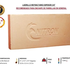 Ladrillo Refractario Parrillero 3/4"